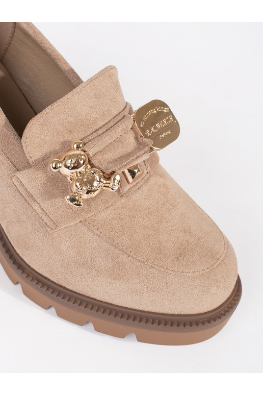 smilšu krāsas Sieviešu zābaki   z metalowym zdobieniem