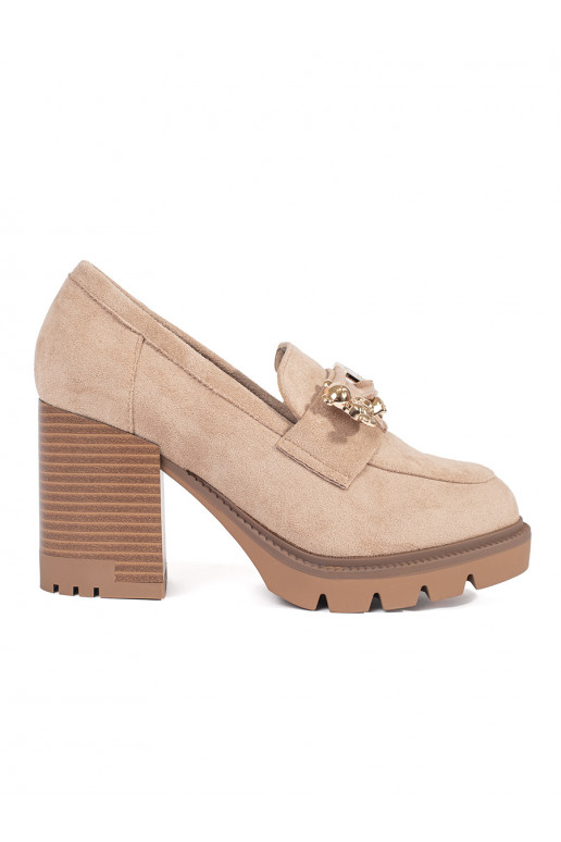 smilšu krāsas Sieviešu zābaki   z metalowym zdobieniem