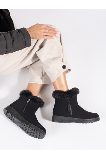 Melns   sieviešu zābaki ar kažokādu