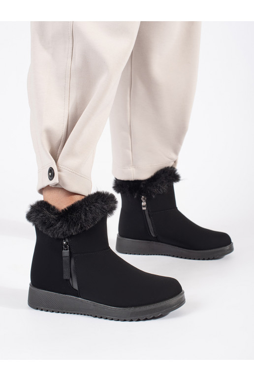 Melns   sieviešu zābaki ar kažokādu