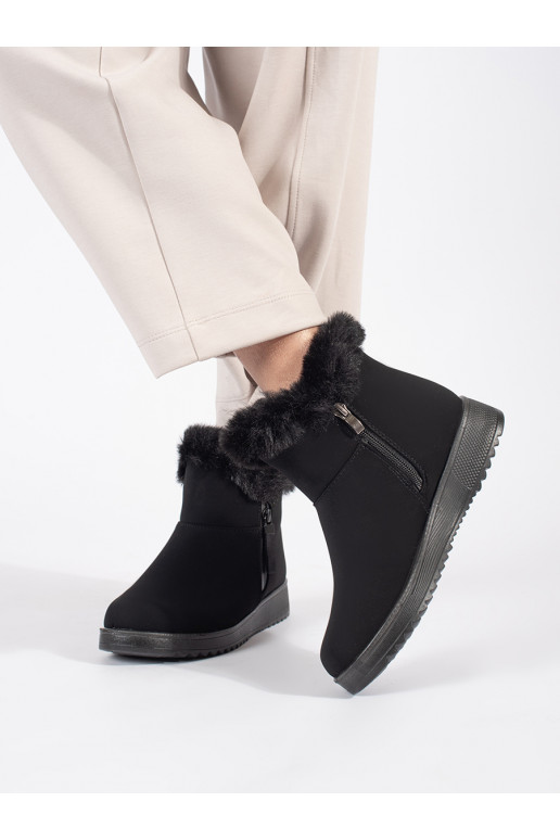 Melns   sieviešu zābaki ar kažokādu