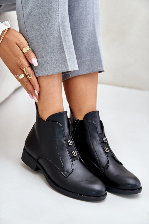 siltināti Sieviešu puszābaki ar platiem papēžiem no eko ādas S.Barski HY42-716 Melns