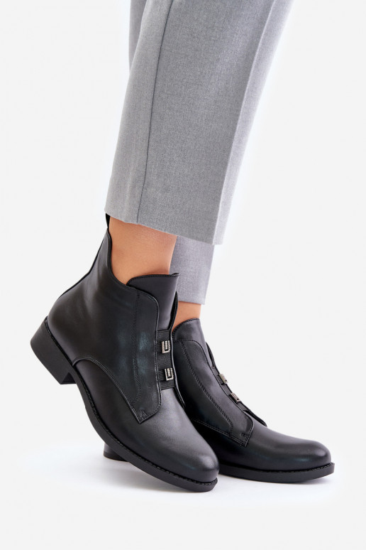 siltināti Sieviešu puszābaki ar platiem papēžiem no eko ādas S.Barski HY42-716 Melns