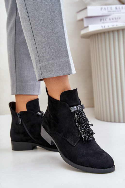 siltināti  Sieviešu puszābaki ar ornamentiem  S.Barski HY42-715 Melns