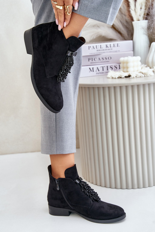 siltināti  Sieviešu puszābaki ar ornamentiem  S.Barski HY42-715 Melns