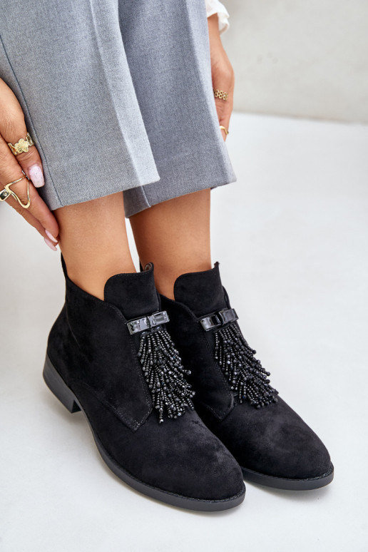 siltināti  Sieviešu puszābaki ar ornamentiem  S.Barski HY42-715 Melns