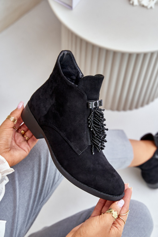 siltināti  Sieviešu puszābaki ar ornamentiem  S.Barski HY42-715 Melns