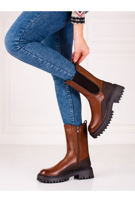  Sieviešu zābaki no eko ādas brūnas krāsas