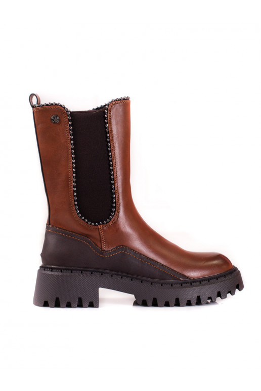  Sieviešu zābaki no eko ādas brūnas krāsas