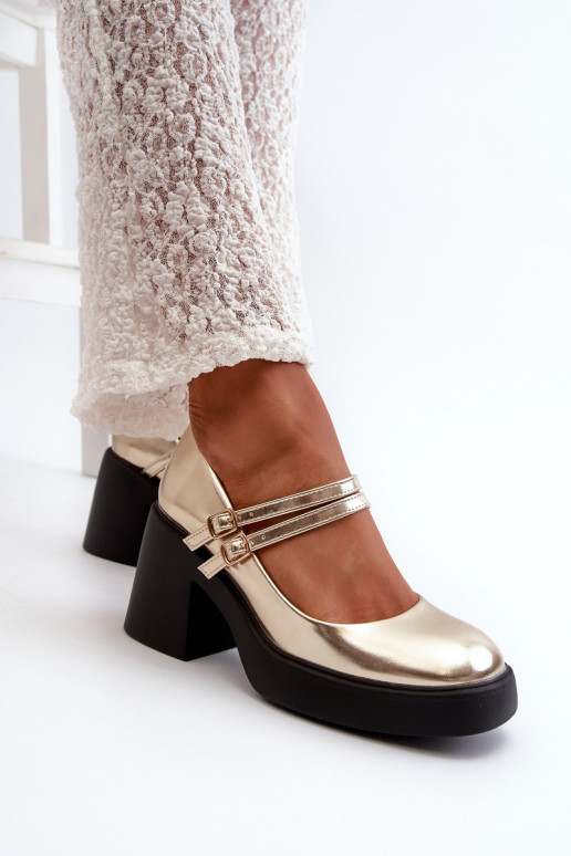 Mākslīgās ādas kurpes ar platu papēdi... Mākslīgās ādas kurpes ar platu papēdi...