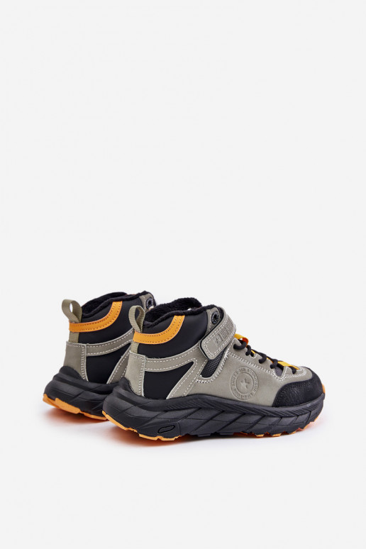 pārgājienu zābaki apavi Bērnu apavi siltināti ar lipīgām aizdarēm Haki krāsas Big Star OO374181