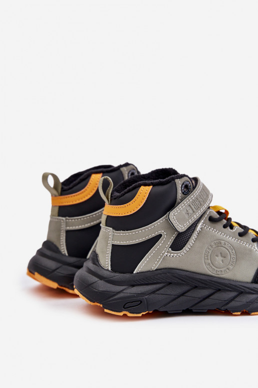 pārgājienu zābaki apavi Bērnu apavi siltināti ar lipīgām aizdarēm Haki krāsas Big Star OO374181
