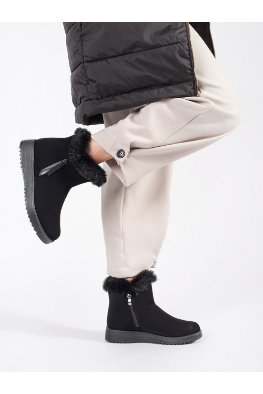 Melns   sieviešu zābaki ar kažokādu