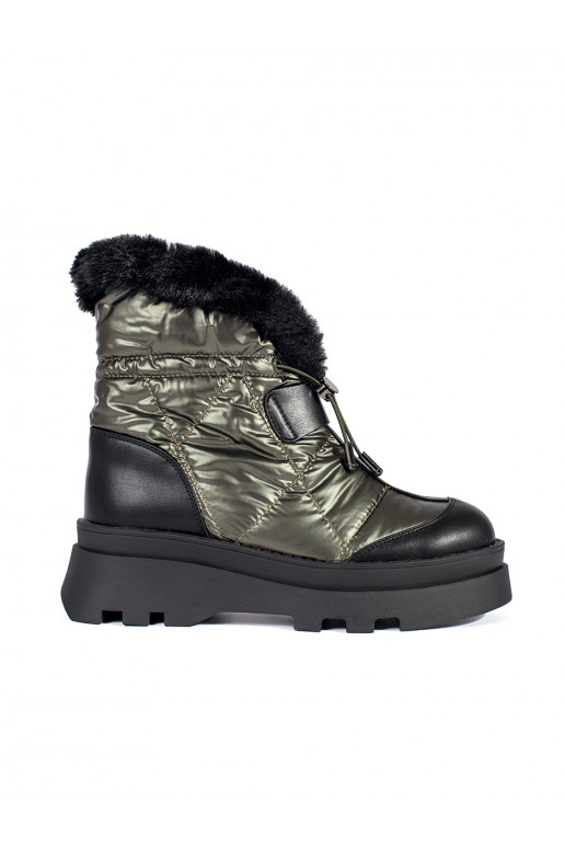 Zaļas krāsas Sieviešu sniega zābaki z melna krāsam  ar platformu