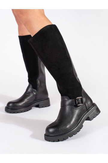 Melns   sieviešu zābaki ar platformu Sergio Leone 2