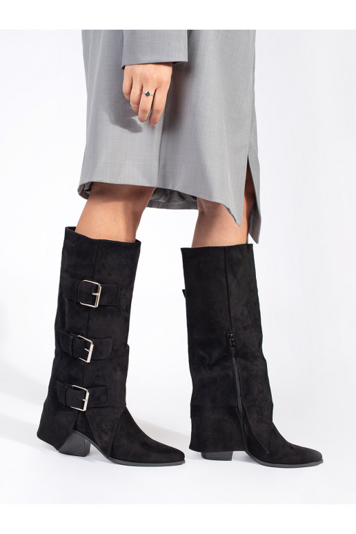 Melns  Sieviešu zābaki uz papēža  Melns  Sieviešu zābaki uz papēža