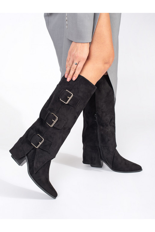 Melns  Sieviešu zābaki uz papēža  Melns  Sieviešu zābaki uz papēža