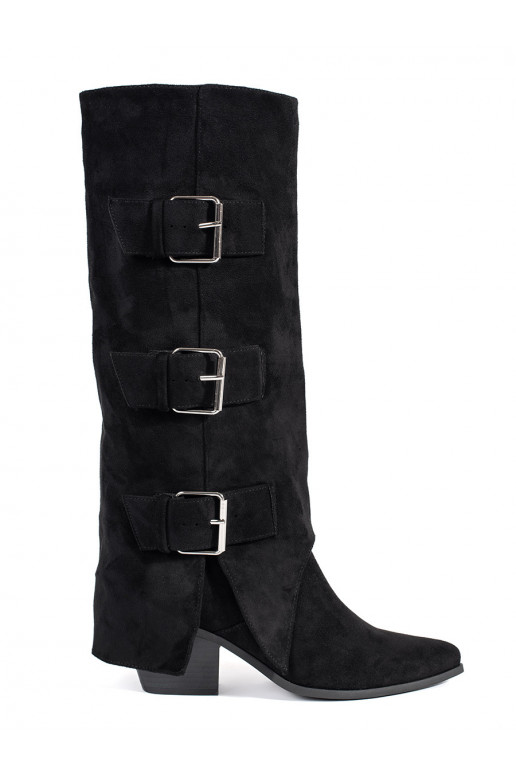 Melns  Sieviešu zābaki uz papēža  Melns  Sieviešu zābaki uz papēža