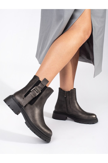 tumši brūnas krāsas  zābaki Sieviešu zābaki ar sprādzēm