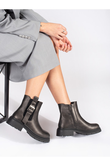 tumši brūnas krāsas  zābaki Sieviešu zābaki ar sprādzēm 2