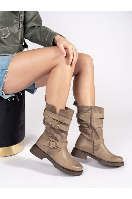 smilšu krāsas sieviešu zābaki  