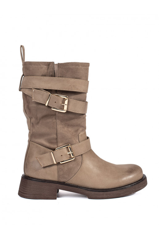 smilšu krāsas sieviešu zābaki  