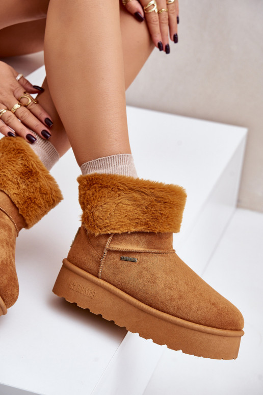 sniega apavi ar platformu ar kažokādu Big Star OO274A106 Camel sniega apavi ar platformu ar kažokādu Big Star OO274A106 Camel