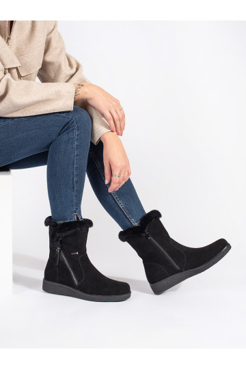 siltināti   Melnas krāsas sieviešu zābaki ar kažokādu Sergio Leone