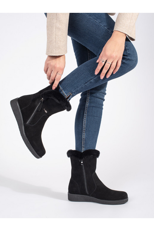 siltināti   Melnas krāsas sieviešu zābaki ar kažokādu Sergio Leone