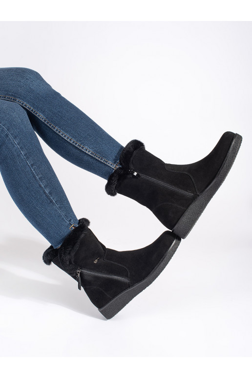 siltināti   Melnas krāsas sieviešu zābaki ar kažokādu Sergio Leone