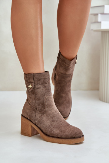 siltināti Sieviešu puszābaki ar papēdi  brūnas krāsas Vailia