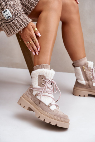 Sieviešu puszābaki ar kažokādu Typu Baranek smilšu krāsas Merilana 2