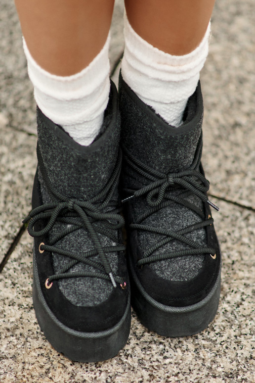 sniega apavi ar stilīgām detaļām ar platformu Melns Mavora sniega apavi ar stilīgām detaļām ar platformu Melns Mavora