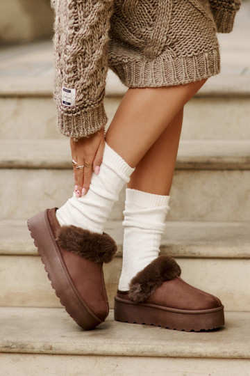 Čības  ar platformu ar kažokādu brūnas krāsas Linaris