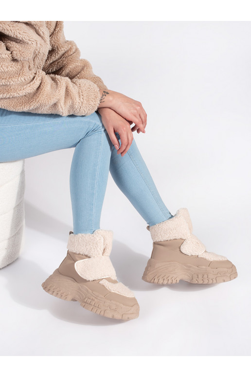 smilšu krāsas Sieviešu sniega zābaki ar platformu ar kažokādu typu baranek