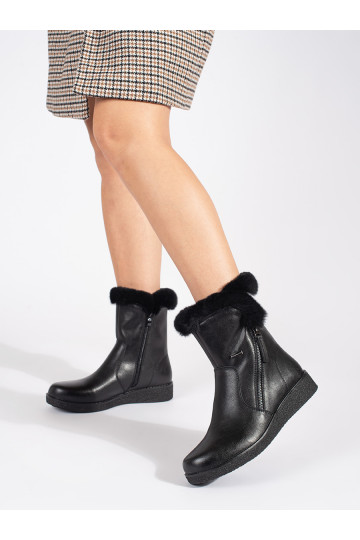 siltināti   Melnas krāsas sieviešu zābaki ar kažokādu Sergio Leone 2