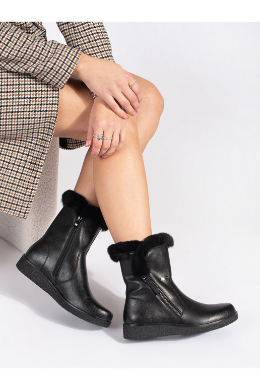 siltināti   Melnas krāsas sieviešu zābaki ar kažokādu Sergio Leone