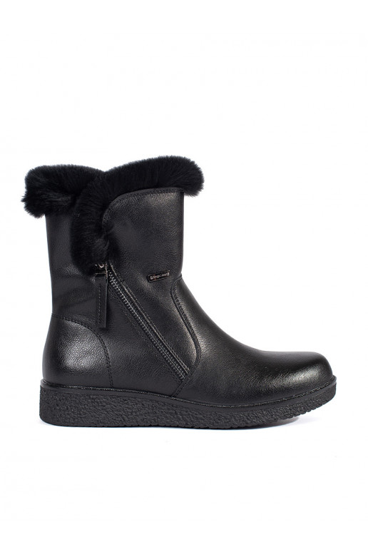 siltināti   Melnas krāsas sieviešu zābaki ar kažokādu Sergio Leone