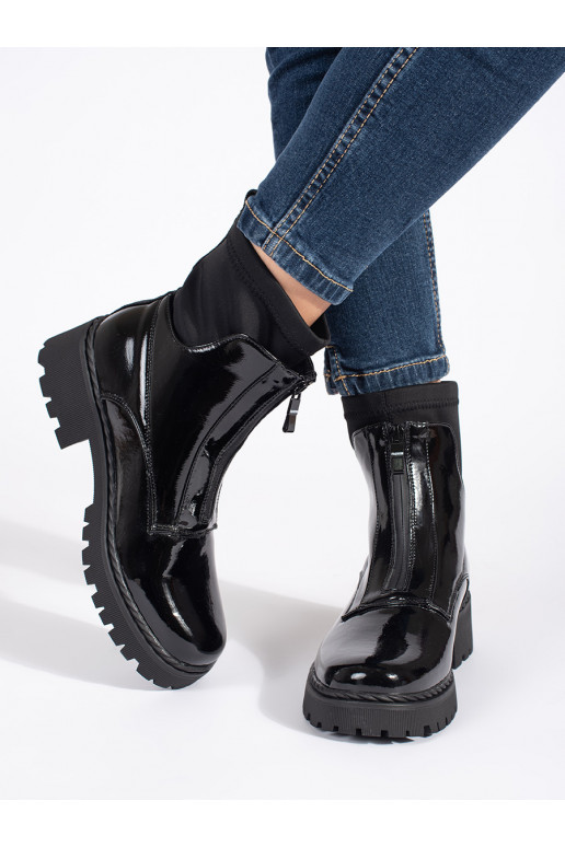 Laque Melnas krāsas sieviešu zābaki 