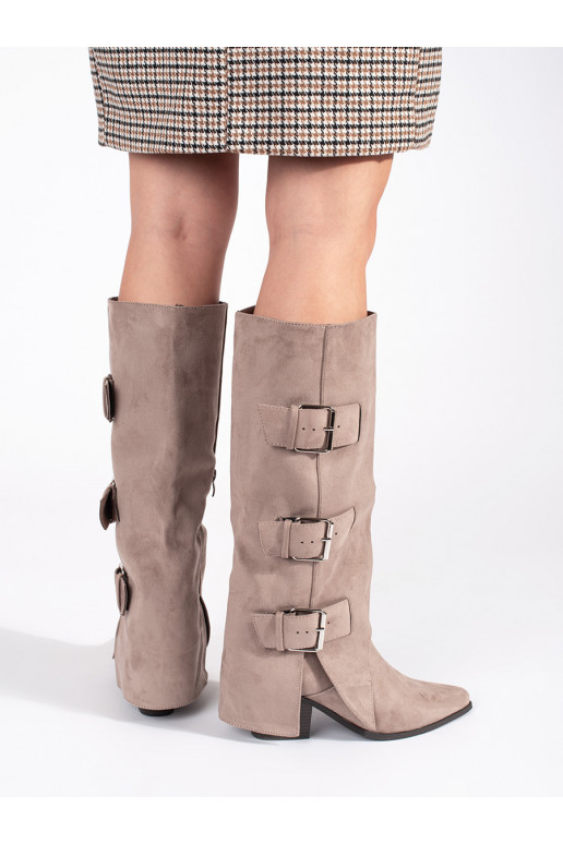 smilšu krāsas  Sieviešu zābaki uz papēža  smilšu krāsas  Sieviešu zābaki uz papēža