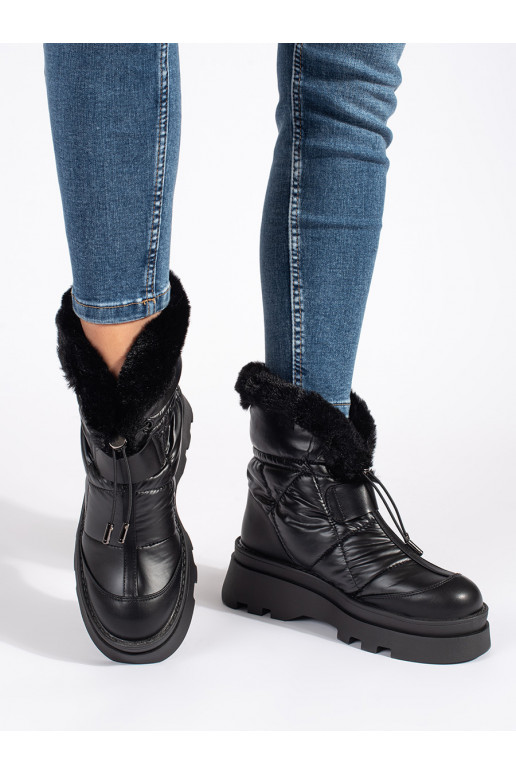 Melns Sieviešu sniega zābaki z melna krāsam  ar platformu