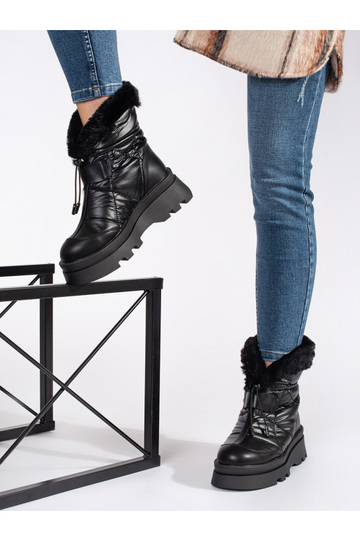 Melns Sieviešu sniega zābaki z melna krāsam  ar platformu