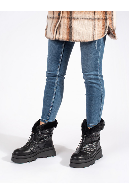 Melns Sieviešu sniega zābaki z melna krāsam  ar platformu