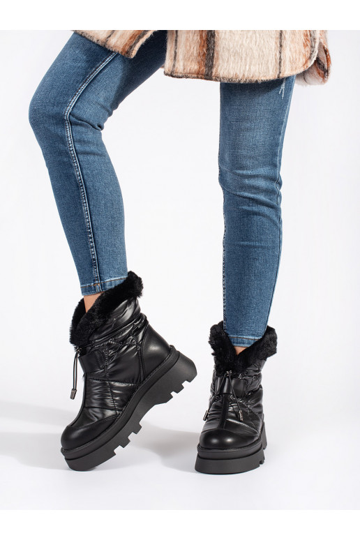 Melns Sieviešu sniega zābaki z melna krāsam  ar platformu