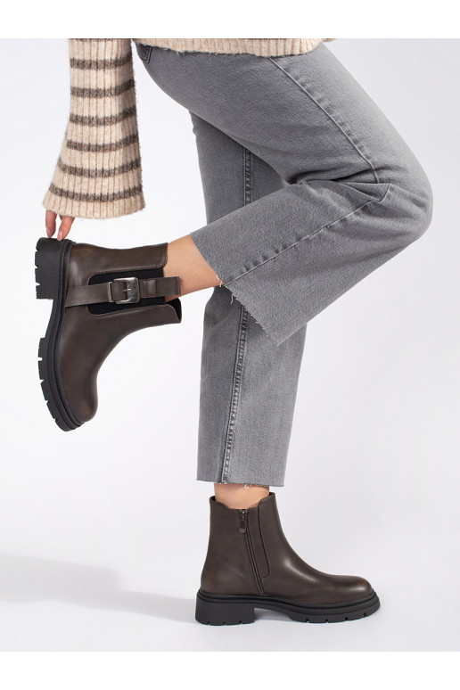 brūnas krāsas zābaki Sieviešu zābaki ar sprādzēm