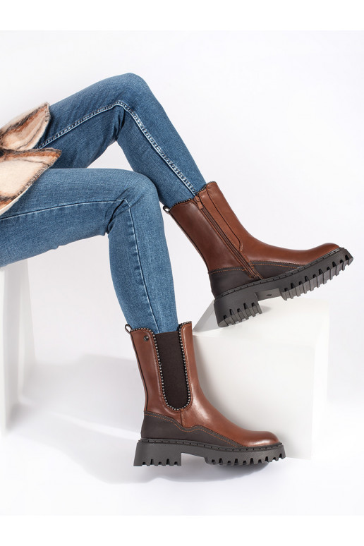  Sieviešu zābaki no eko ādas brūnas krāsas