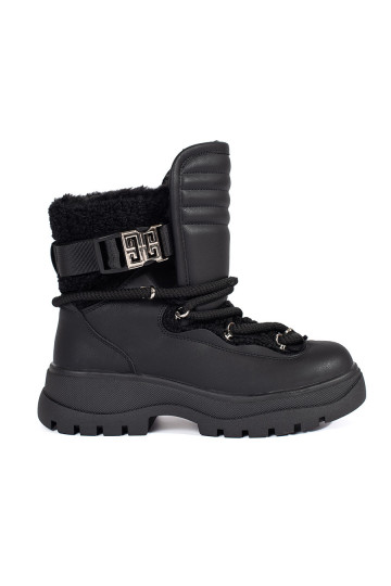 Melns Sieviešu sniega zābaki ar kažokādu  2