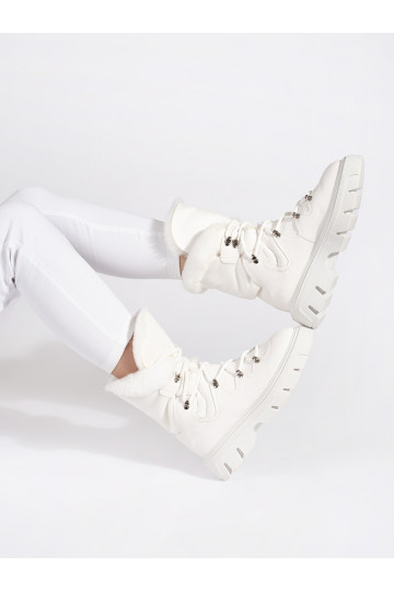 baltas krāsas  Sieviešu sniega zābaki ar kažokādu ar platformu 2