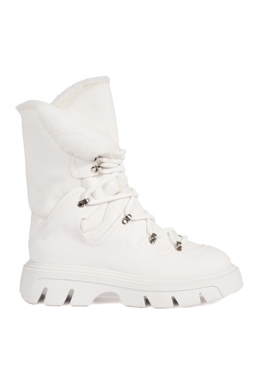 baltas krāsas  Sieviešu sniega zābaki ar kažokādu ar platformu