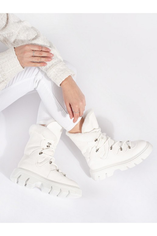 baltas krāsas  Sieviešu sniega zābaki ar kažokādu ar platformu